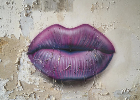 Lippen op de muur | Canvas