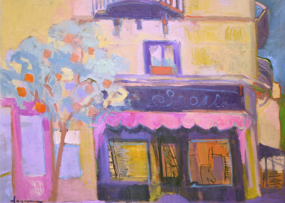 Levendige caféscène | Poster