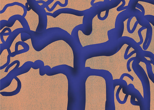 Twisting Indigo Tree | Behang