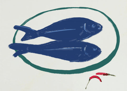 Blauwe vis en specerijen | Canvas