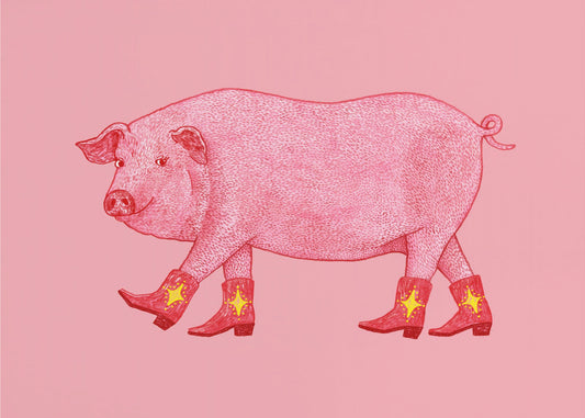 Marjorie het Cowgirl Varken | Canvas