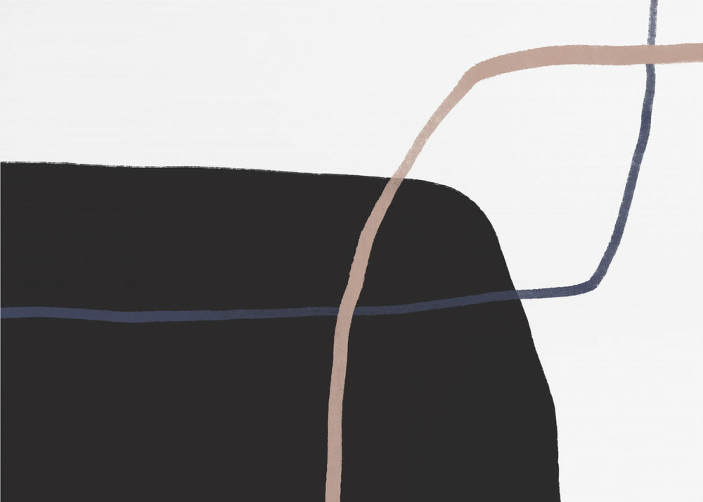 Kruisende lijnen en opvallende zwarte vormen | Poster