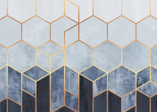 Zachte blauwe zeshoeken | Canvas