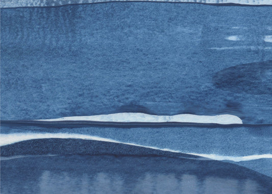 Blauwe aquarelgolven | Behang