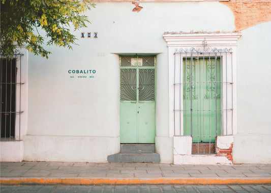 Oaxaca-straat | Kleurrijke pastelkleurige Mexicaanse fotografie | Canvas