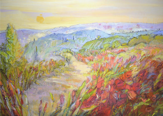 Heuvelpad met zonsopgang | Poster