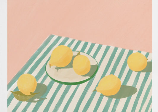 Citroenen en strepen | Canvas