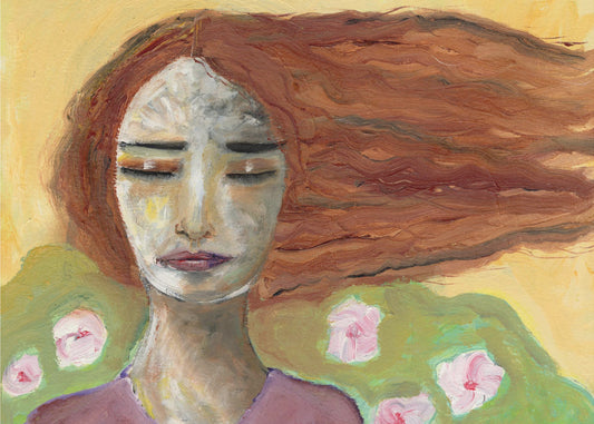 Dromend meisje in de wind. | Canvas