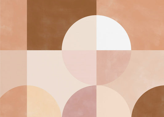 Geometrische cirkels en vierkanten in aardse tinten | Canvas