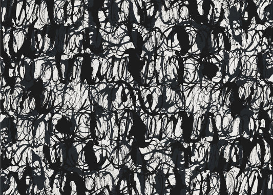 Abstracte inktwervelingen zwart 2 | Canvas