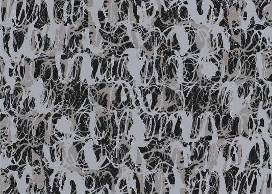Abstracte inktwervelingen blauw zwart | Canvas