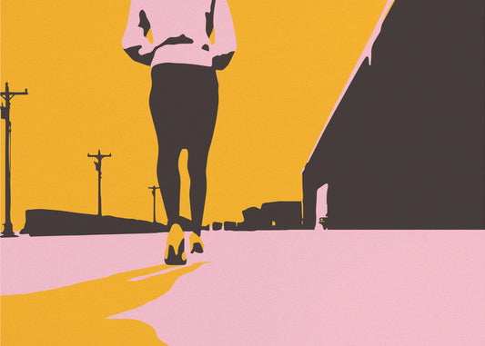 Silhouet van een wandelende vrouw | Canvas