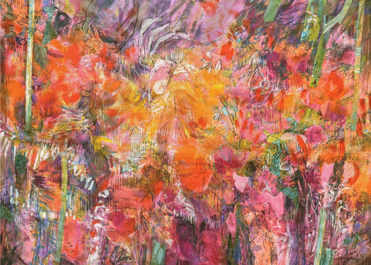 Levendig flora wandtapijt | Canvas