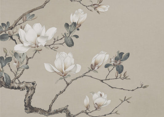 Chinoiserie Magnolia Bloeit | Canvas
