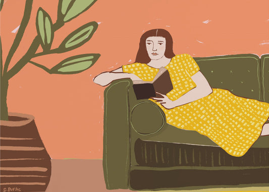 Woman Reading in Yellow Dress | Poster