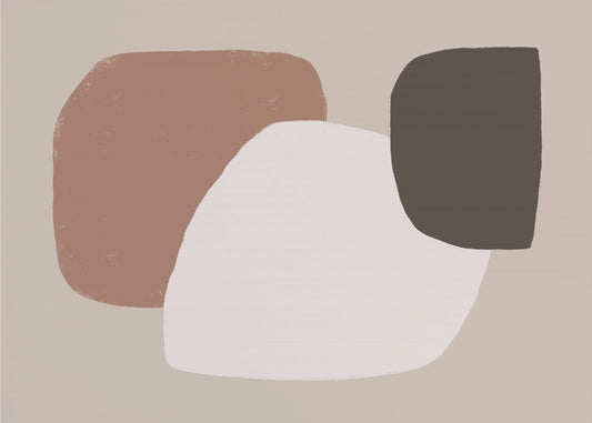 Geometrische vormen in bruin, wit en zwart | Behang