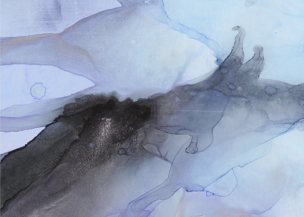 Vloeiende blauwe en zwarte inkttexturen | Behang