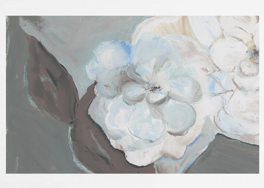 Witte bloemblaadjes en schaduwen | Canvas
