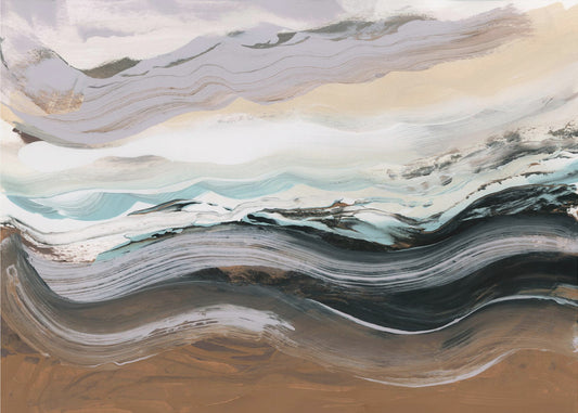 Abstract landschap golven mokka | Poster