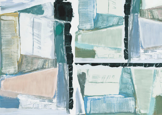 Geconstrueerde abstractie blauw | Canvas