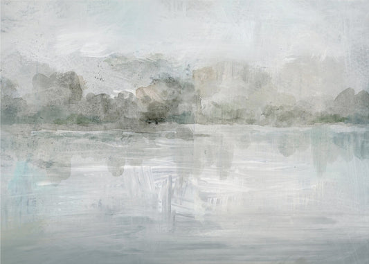 Een rustig mistig meer | Canvas