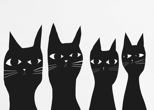Vier zwarte katten | Canvas