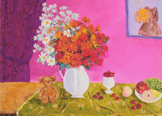 Vaas met heldere bloemen | Canvas