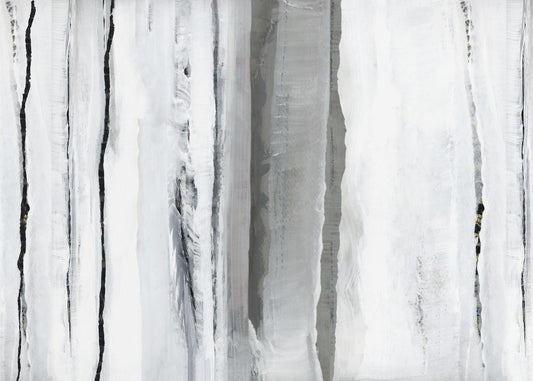Verticale lijnen en zilveren sluiers | Canvas