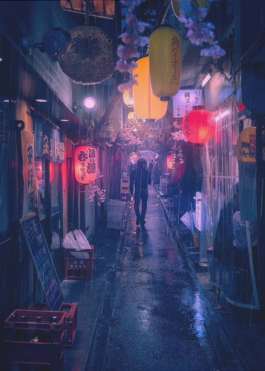 Tokio Blauwe Regen | Canvas