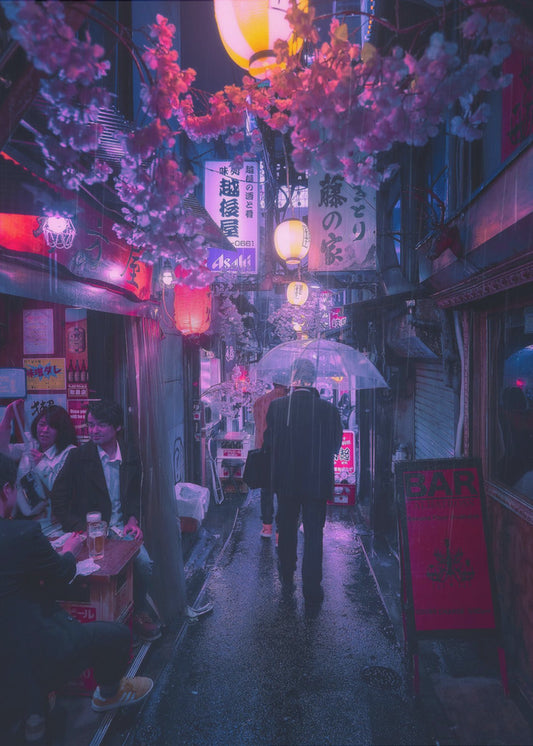 Tokio Blauwe Regen | Canvas