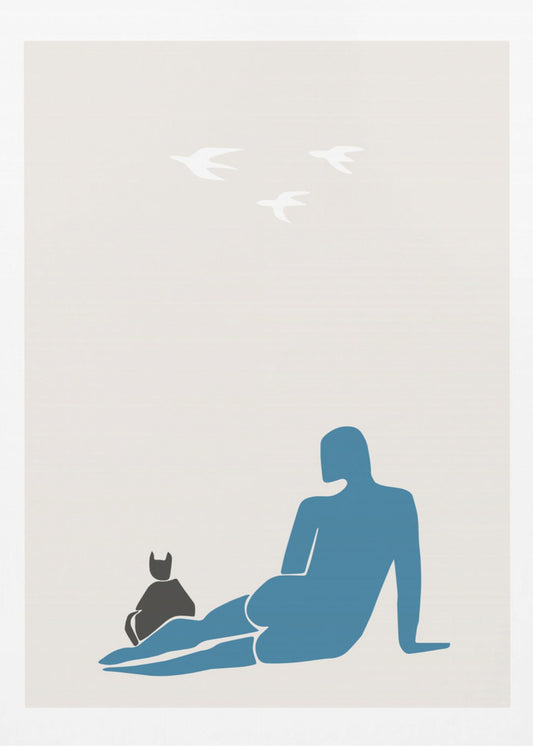 Vrouw en kat | Canvas