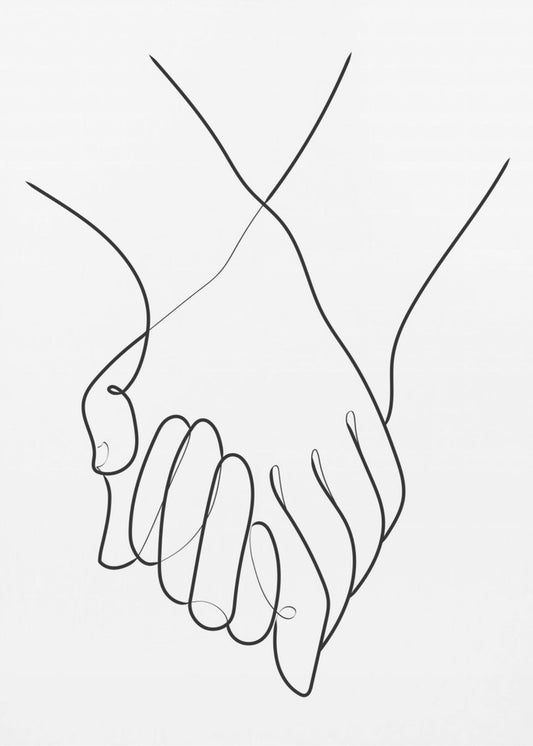 Hand in hand lijnen | Canvas