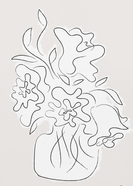 Bloemenboeket Grijs | Canvas