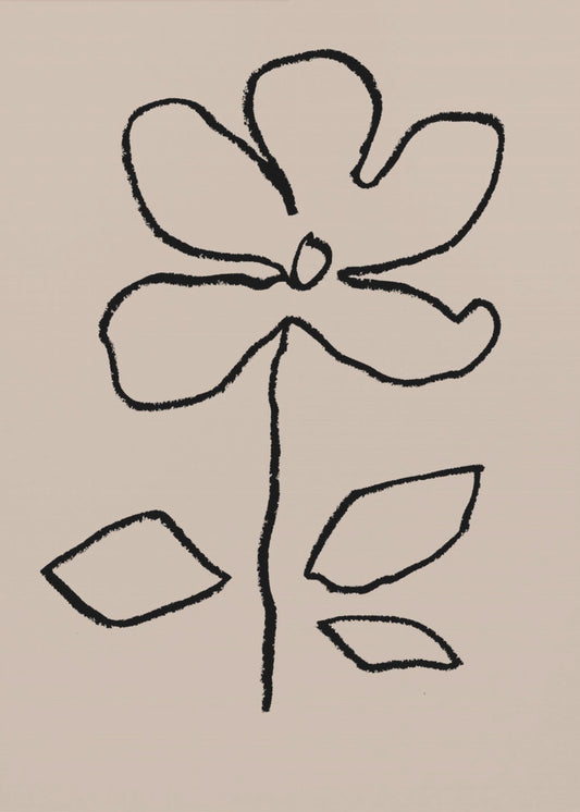 Oliepastel Bloem Zwart | Canvas