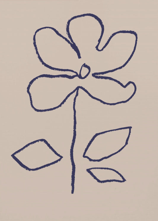 Oliepastel Bloem Blauw | Canvas