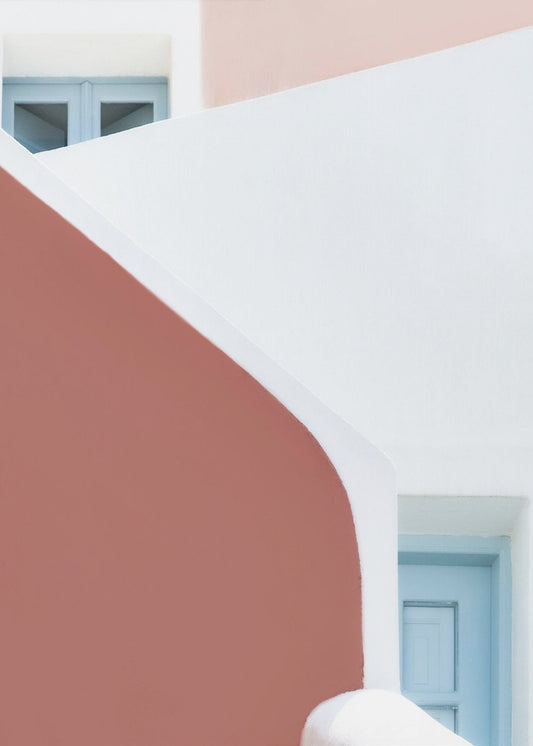 pastelroze en blauw | Canvas