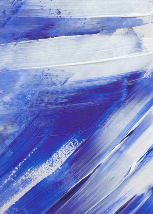 Witte en blauwe penseelstreken | Canvas