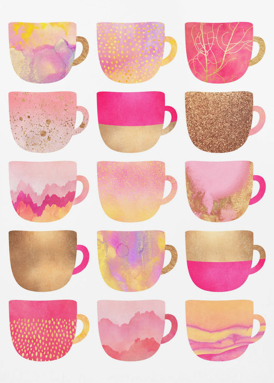 Mooie roze koffiekopjes | Canvas