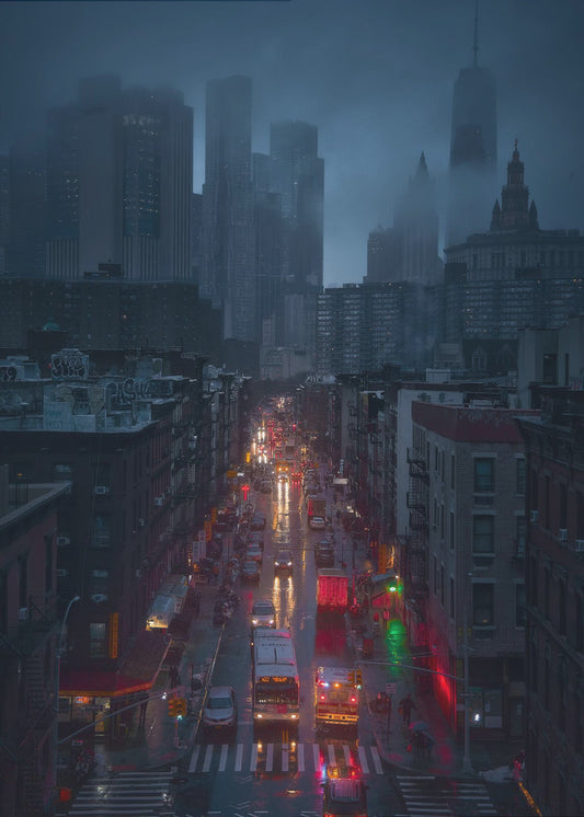 Regenachtig Chinatown | Canvas