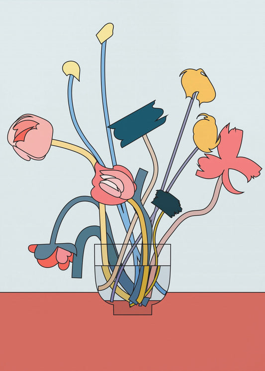 Bloemen in een glazen vaas | Canvas