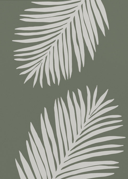 PALMBLAD 06 GROEN WIT | Canvas