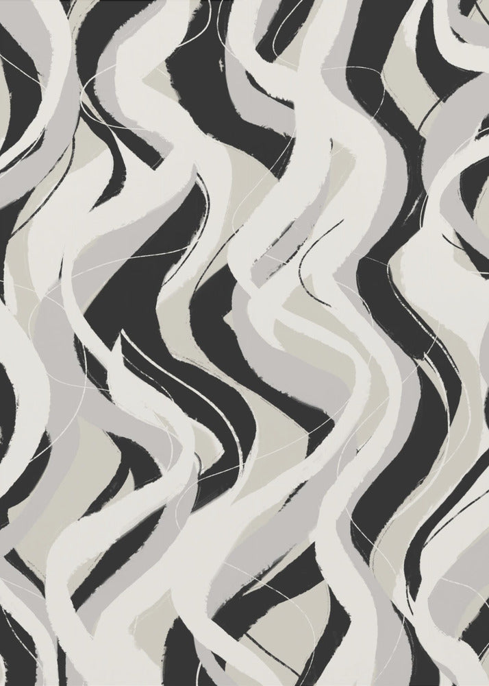 Gebogen monochrome golven | Canvas