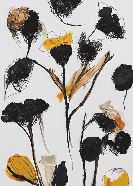 Zwarte droge bloemen | Poster
