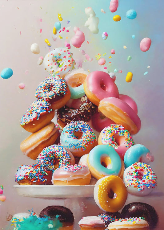 Kleurrijke donutcascade | Poster