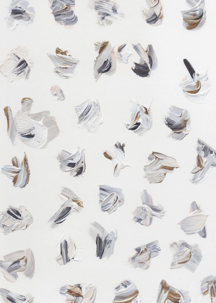 Dynamische penseelstreken in neutrale tinten | Poster