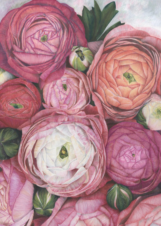 Arleth ranonkelboeket in warm roze | Canvas