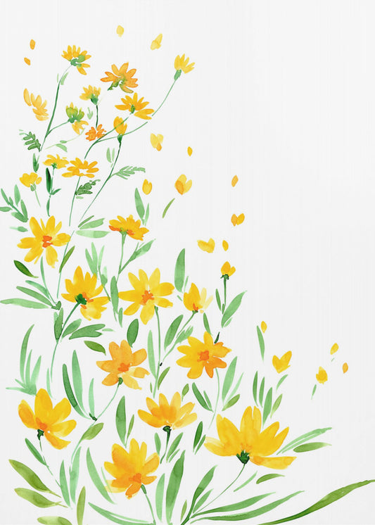 Gele aquarel wilde bloemen | Canvas