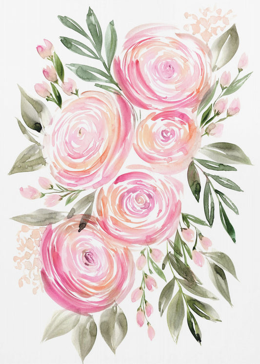 Begonia roze ranonkelboeket | Canvas