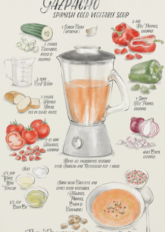 Gazpacho geïllustreerd recept in het Engels | Canvas