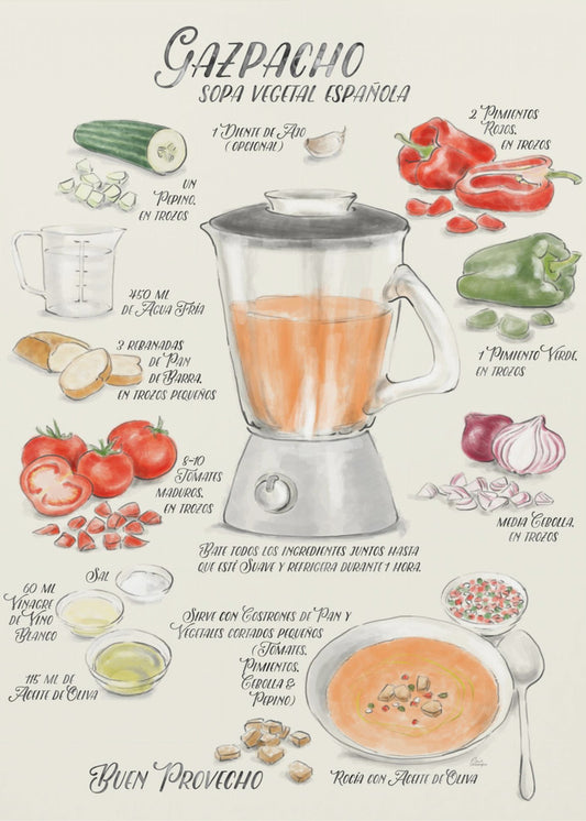 Gazpacho geïllustreerd recept in het Spaans | Canvas